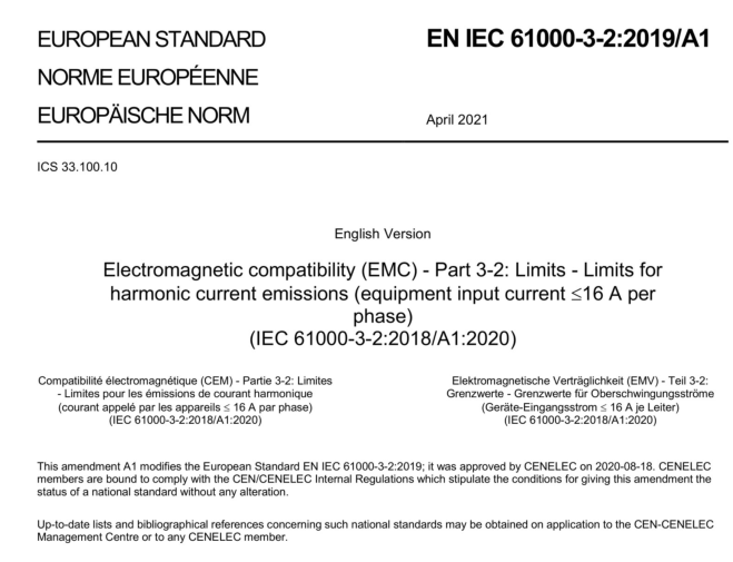 EN IEC 61000-3-2:2019 pdf download