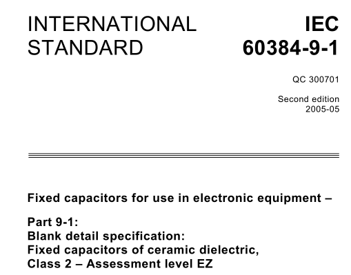 IEC 60384-9-1:2005 pdf download